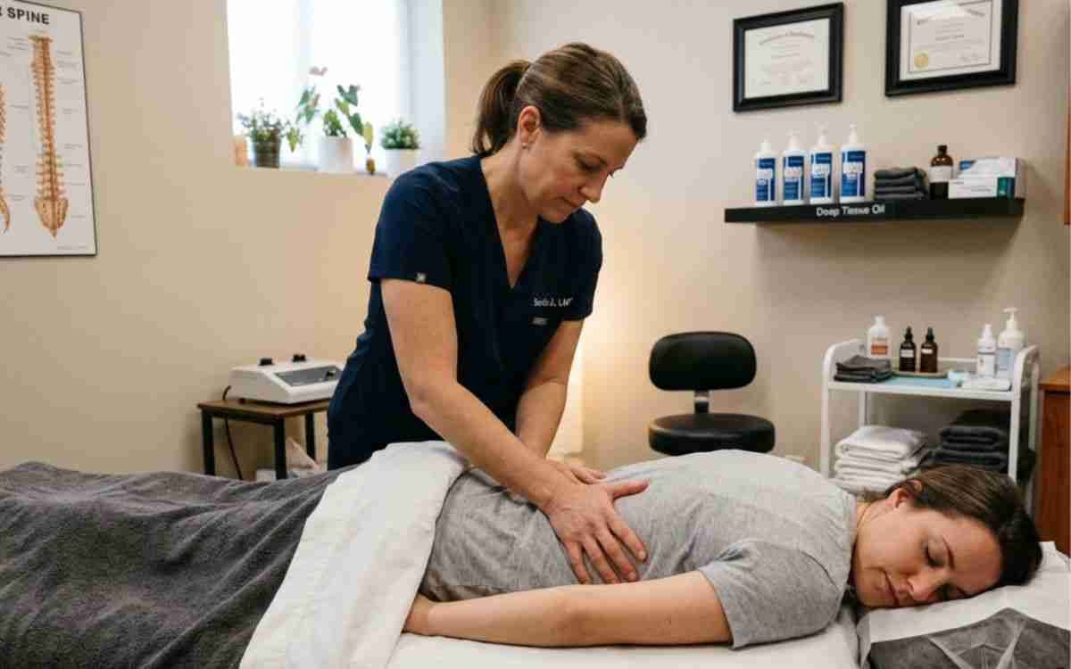 Chiropractic Care: What It Is, What It Treats, And How It Compares To Other Therapies 1 Female massage therapist massaging a patient's back in a clinic.